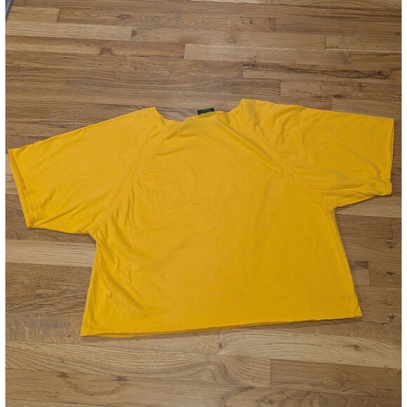 Vintage Gold’s Gym Cropped T-Shirt Men’s L Yellow Y2K Training Center Cutoff... - Picture 6 of 11